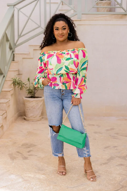 I Found Paradise Multi Off The Shoulder Printed Blouse FINAL SALE Everyday Stylish Blouse