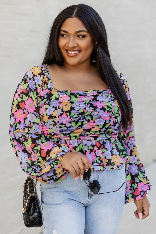 Not Like A Regular Mom Black Floral Blouse FINAL SALE Peter Pan Blouse