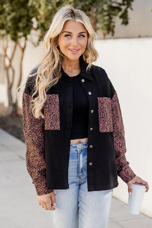Pushing The Limit Black And Leopard Print Shacket FINAL SALE Backless Summer Blouse