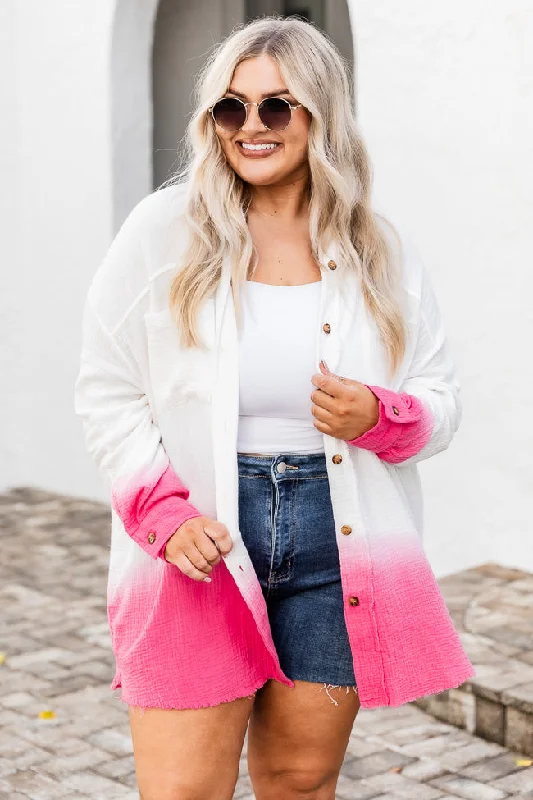 What You're Waiting For Pink Dip Dye Gauze Blouse FINAL SALE Cotton Casual Blouse