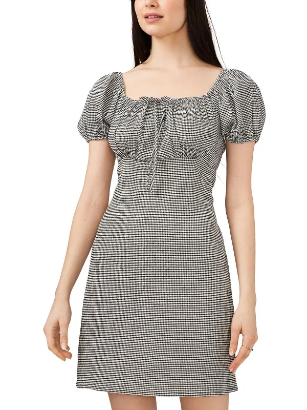 Womens Square Neck Bow Blouse Elegant Peplum Blouse