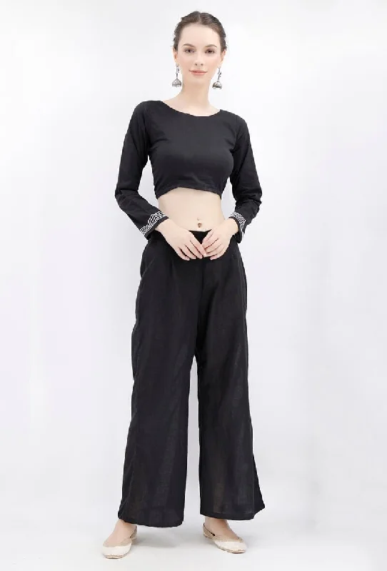 Black Rabari Padded Backless Threaded Blouse Chic Sleeveless Blouse