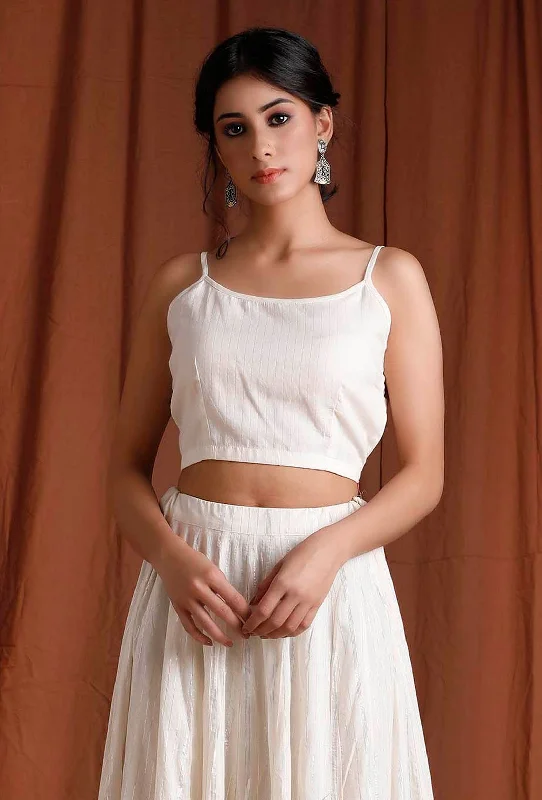 Off White Cotton Blouse Gathered Detail Blouse