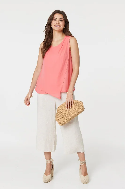Asymmetric Pleat Front Blouse Top Loose Fit Blouse