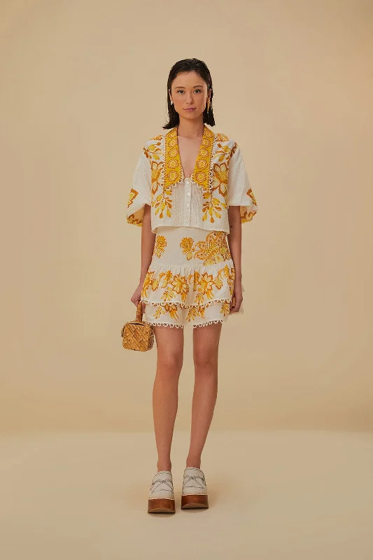 Off-White Aura Floral Blouse Chic Ruffle Blouse