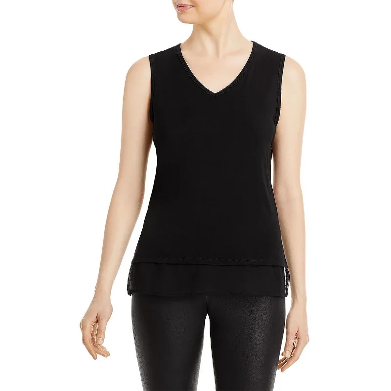 &BASICS Womens V-Neck Knitted Blouse Delicate Bow Blouse
