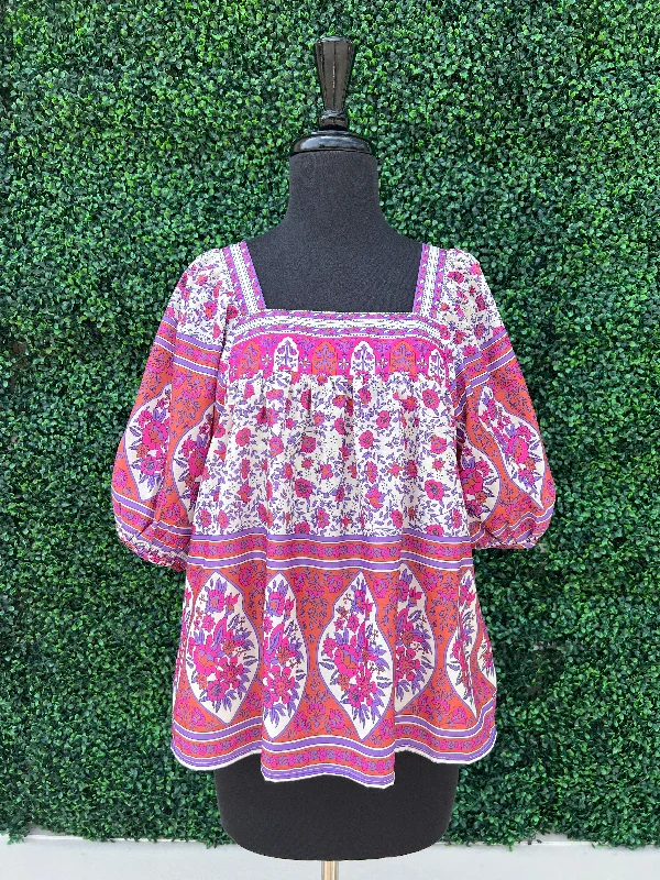 Budapest Boarder Blouse Feminine Pastel Blouse