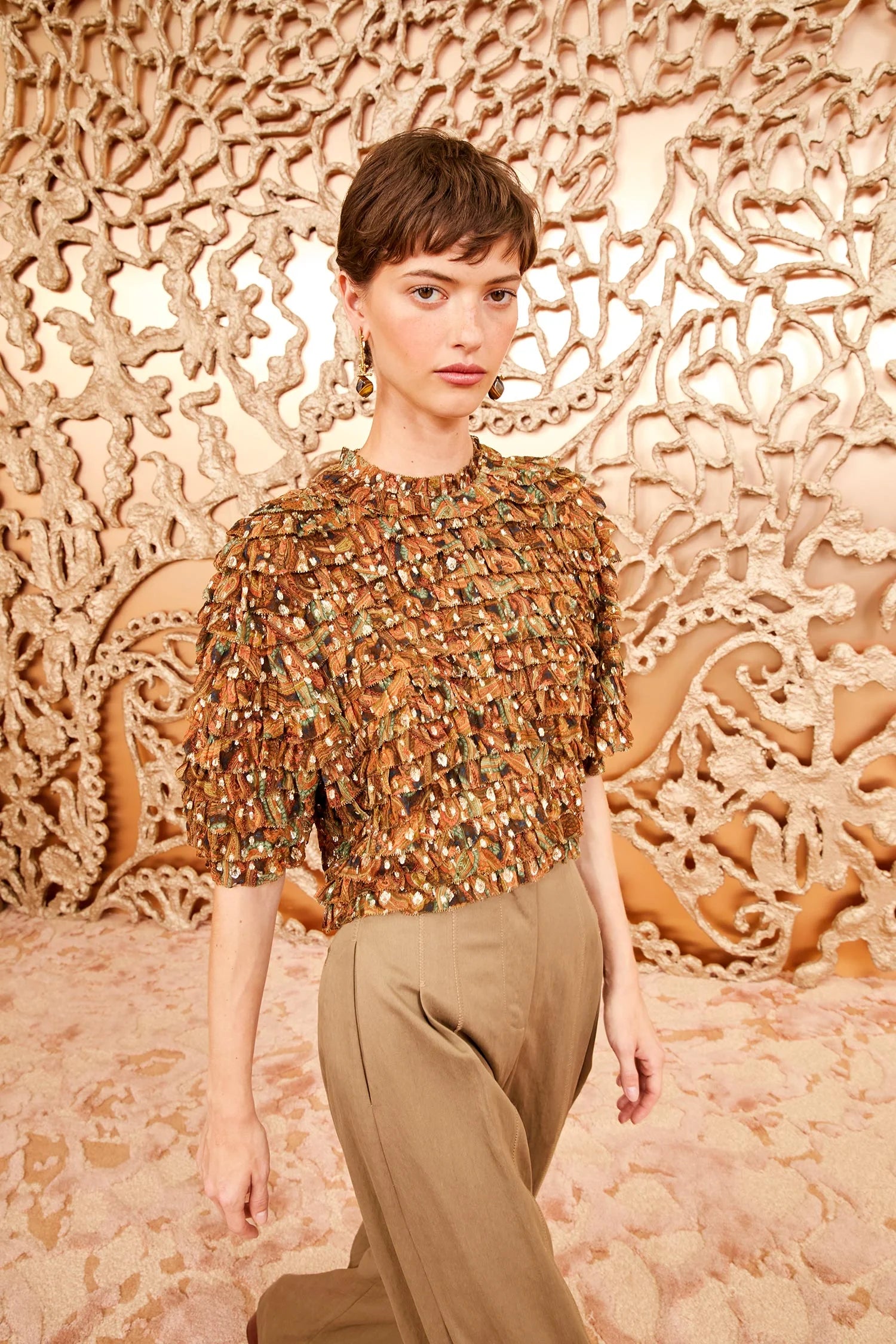 Carmella Blouse - Tiger's Eye Smart Business Blouse