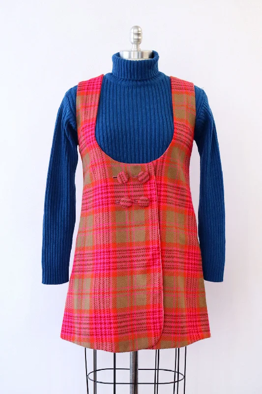 Electric Pink Plaid Mini Jumper M Slim Fit Regular Fit Oversized