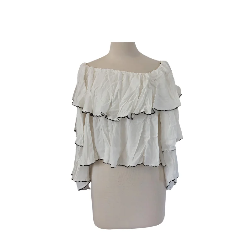Forever 21 White Layered Off-shoulder Blouse | Brand New | Elegant Lace Blouse