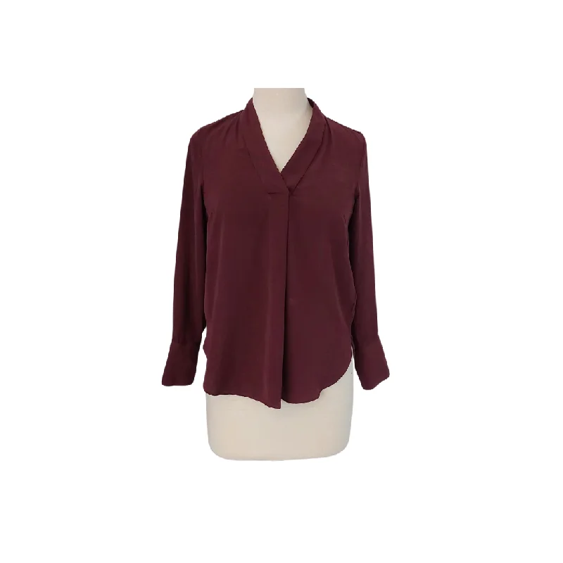 H&M Maroon Satin V-Neck Blouse | Pre Loved | Backless Summer Blouse