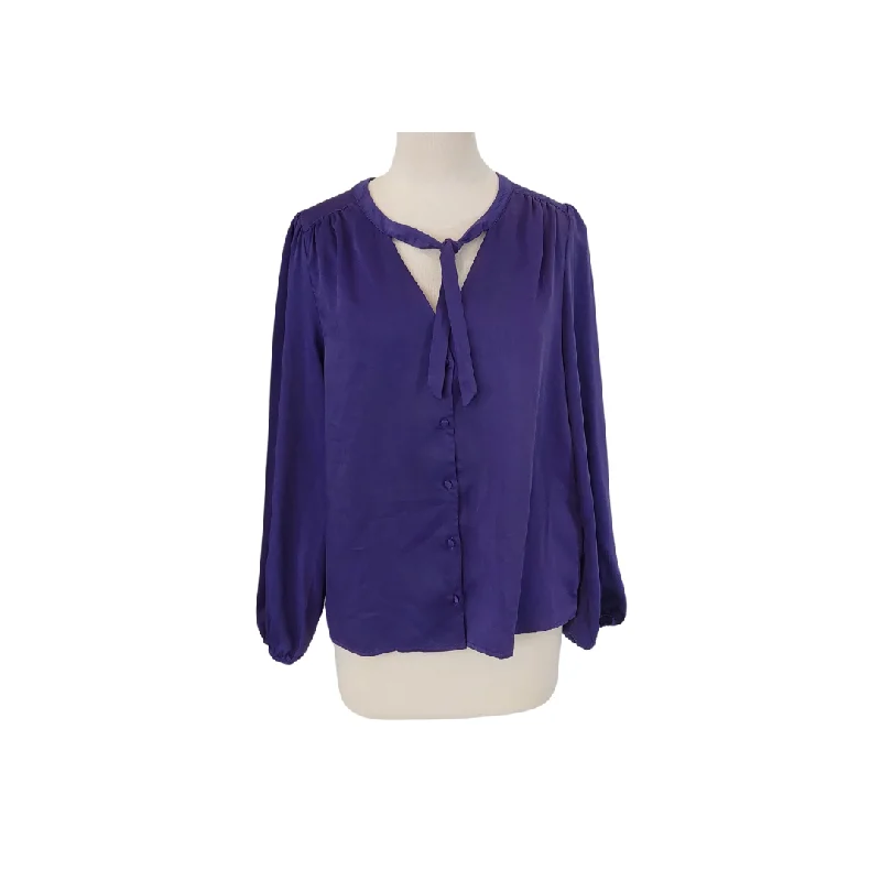 KIABI Purple Satin Neck-tie Blouse | Brand New | High Neck Blouse