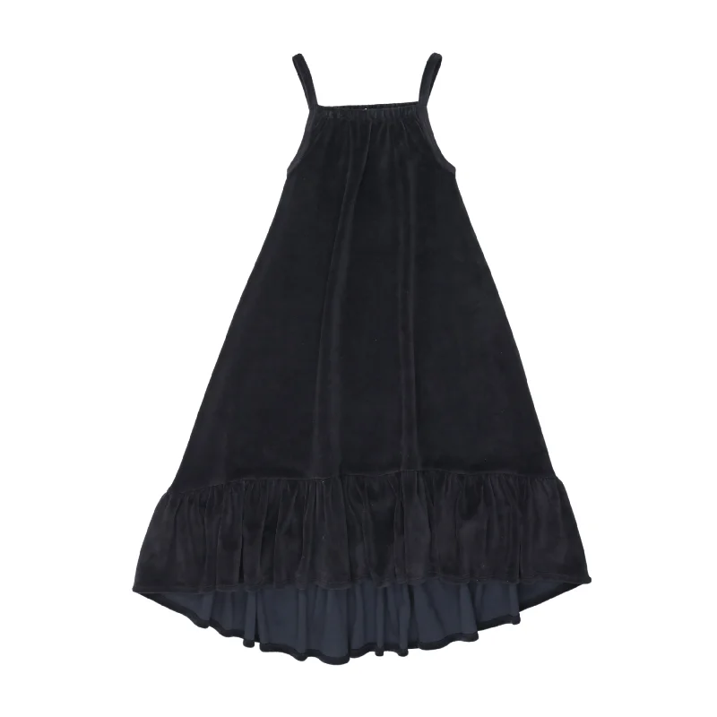 Kin + Kin Navy Tiered Velour Jumper (K124) Boat Neck Shawl Collar Notched Collar