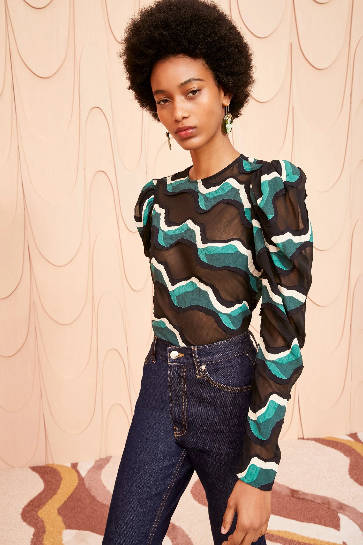 Leyla Blouse - Sea Sapphire Oversized Silk Blouse
