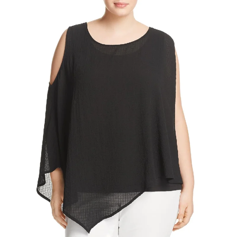 Love Scarlett Womens Plus Layered Asymmetric Blouse Feminine Ruffle Blouse