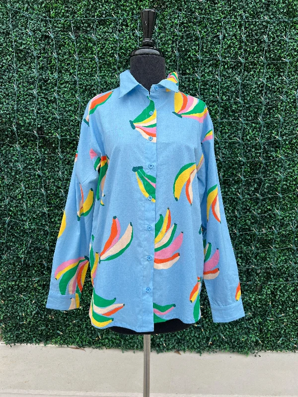 "I'm Bananas" Button Up Blouse Modern Oversized Blouse