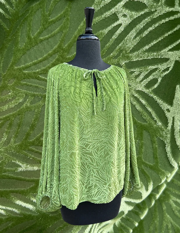 Burnout Leaves Blouse Double-Layered Blouse