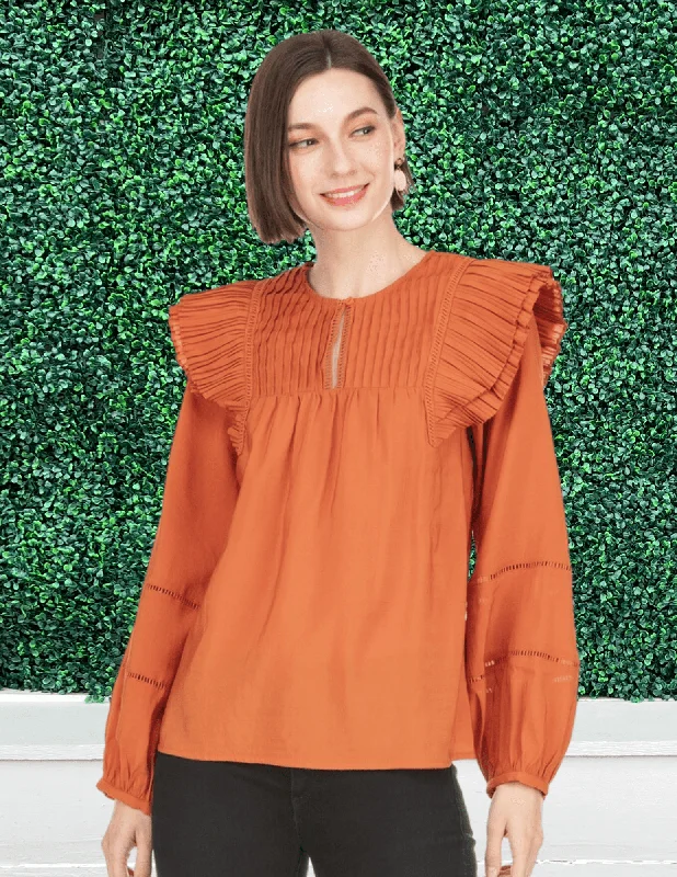 Pin Tuck Blouse Oversized Silk Blouse