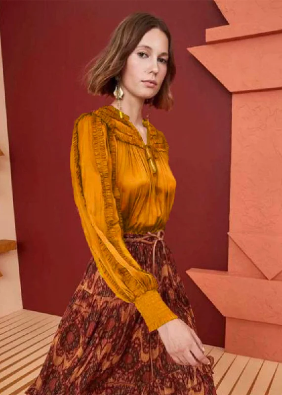 Mila Blouse - Goldenrod Drape Neck Blouse