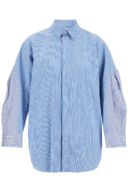 mini poplin blouse in chem 24 07527 L/BLUE STRIPE Stylish Wrap Blouse