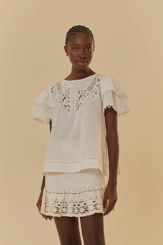 Off-White Ruffle Blouse Everyday Stylish Blouse