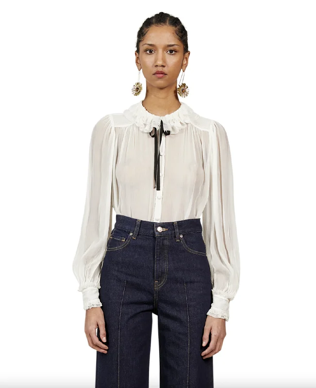 Pippa Blouse - Pearl Vintage Polka Blouse