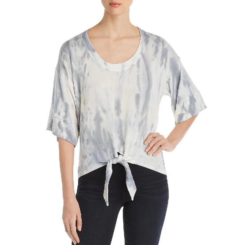 Red Haute Womens Tencel Tie-Dye Blouse Sleeveless Chiffon Blouse