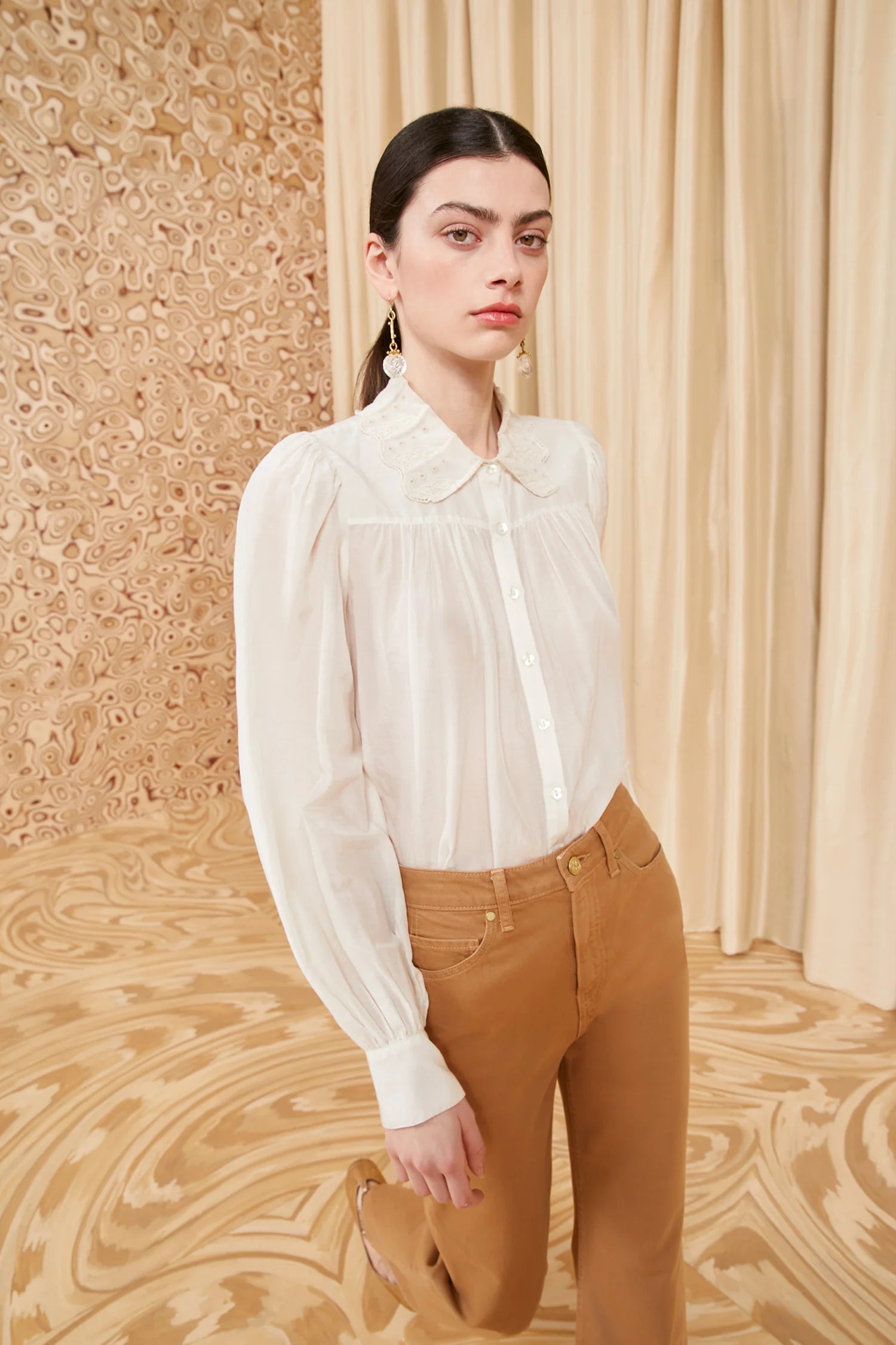 Rowan Blouse - Pristine Mandarin Collar Blouse