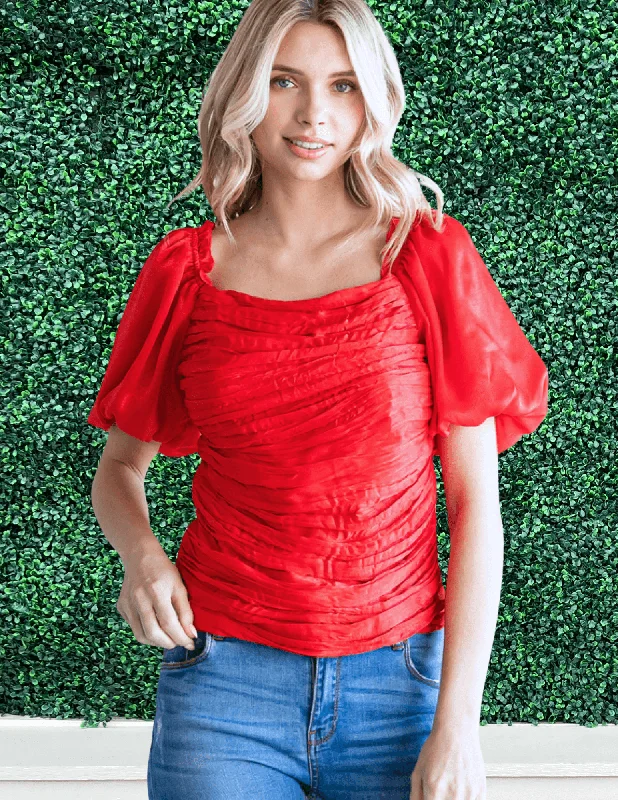 Ruched On/Off Shoulder Blouse Chic Ruffle Blouse