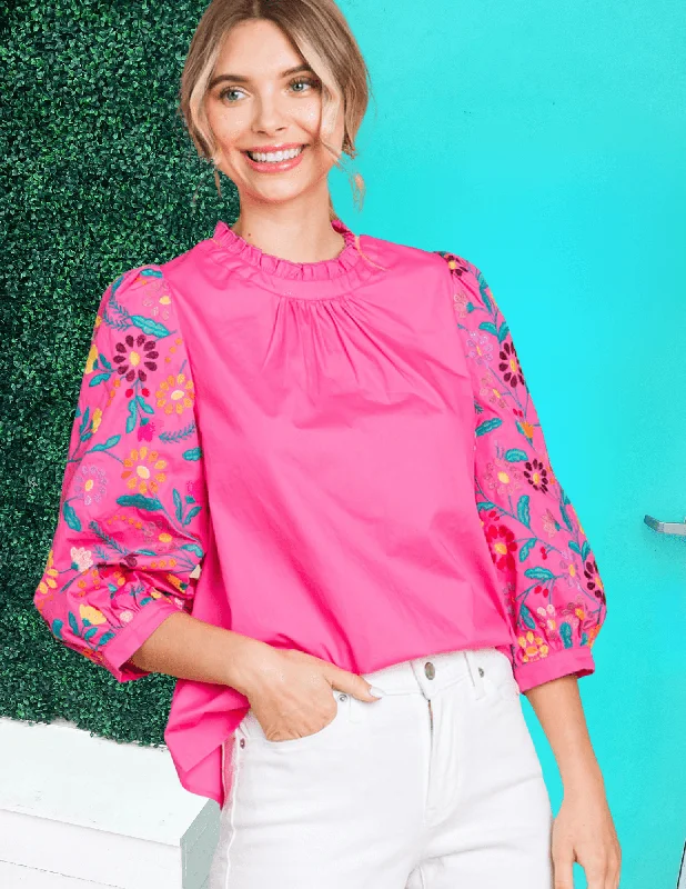 Embroidered Bouquet Bliss Blouse Boho Chic Blouse