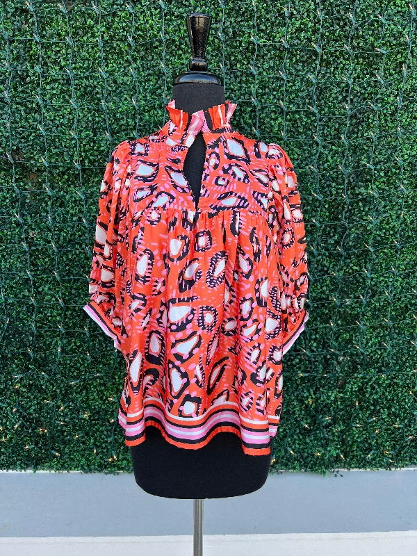 Safari Sunset Ruffle Blouse Pastel Color Blouse