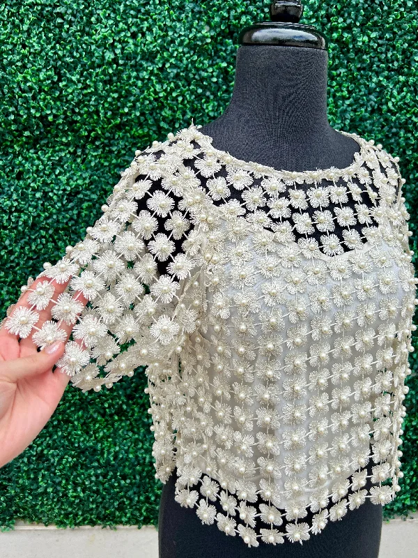 Pearl Overlay Blouse Loose Oversized Blouse