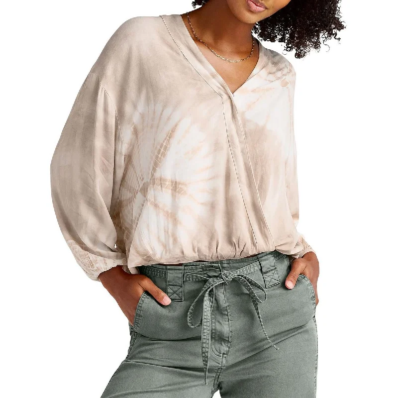 Splendid Womens Gustavia Tie-Dye Surplice Blouse Sweetheart Neck Blouse