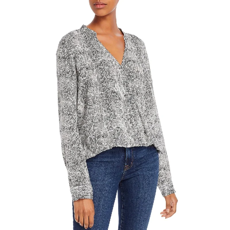 Splendid Womens Blouse Ruched Sleeve Blouse