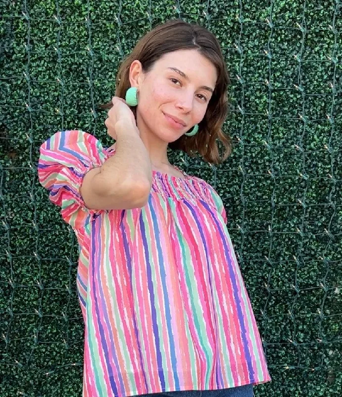 Vibrant Stride Blouse Bell Sleeve Blouse
