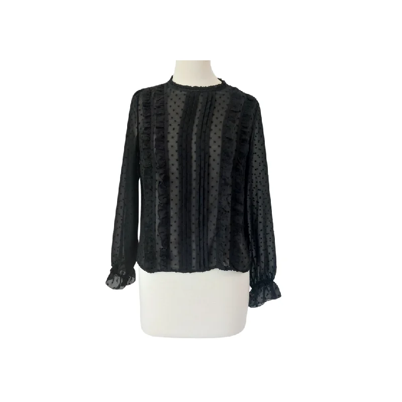 Suzy Shier Black Sheer Blouse | Pre Loved | Embellished Collar Blouse