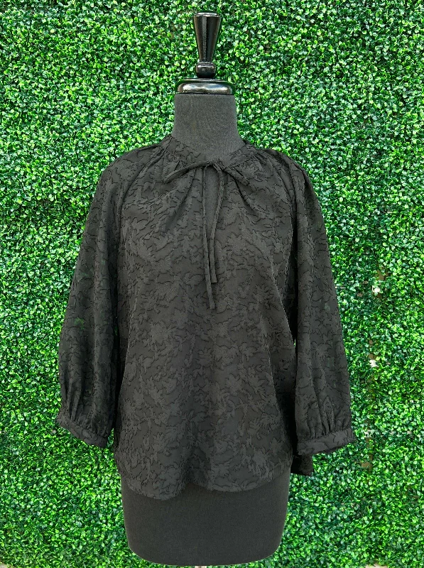 Sheer Sleeve Blouse Embroidered Floral Blouse