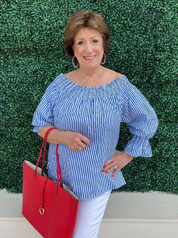 Smocked Off the Shoulder Blouse Stylish Wrap Blouse