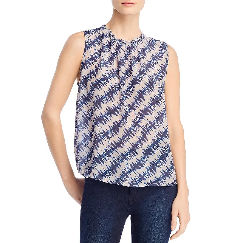 VELVET BY GRAHAM & SPENCER Womens Tie Dye Sheer Blouse Satin Bow Blouse