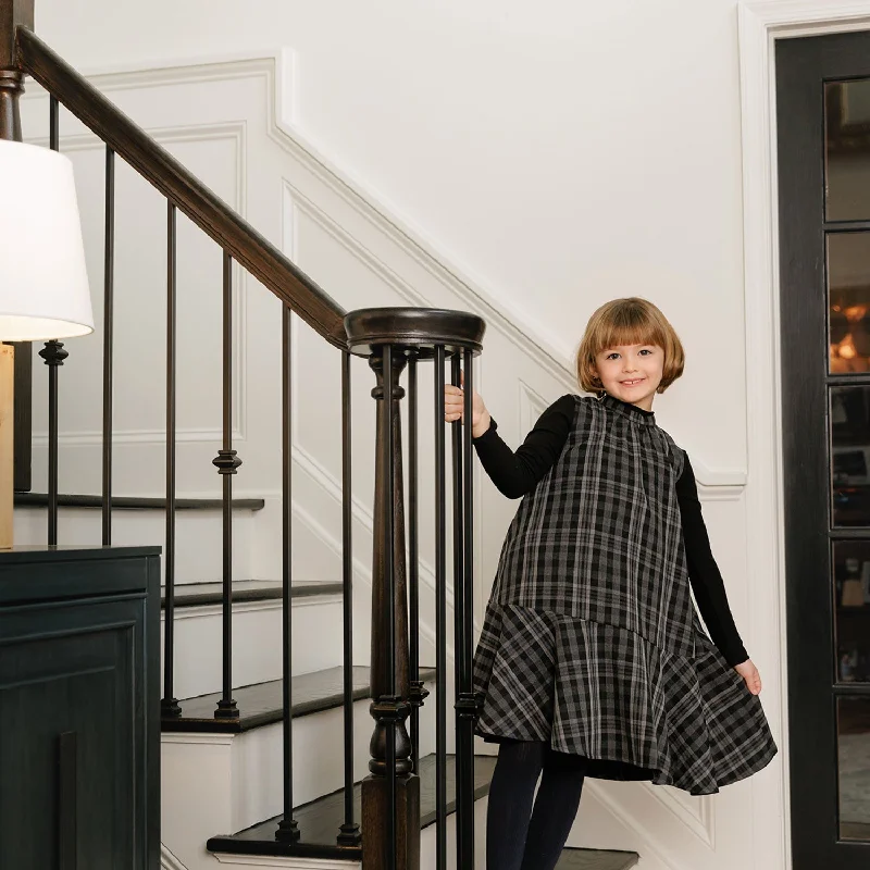 Velvette Label Black/Grey Plaid Jumper Open Front Closed Front Wrap Front