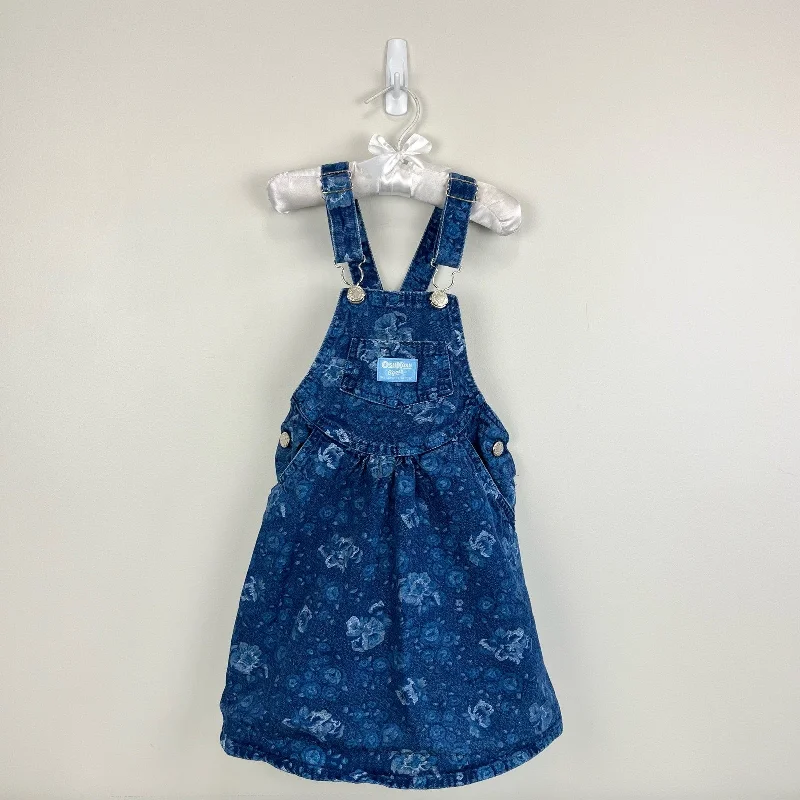 Vintage OshKosh B'gosh Blue Floral Jumper 5T USA Jersey Fabric Tulle Fabric Batik Fabric