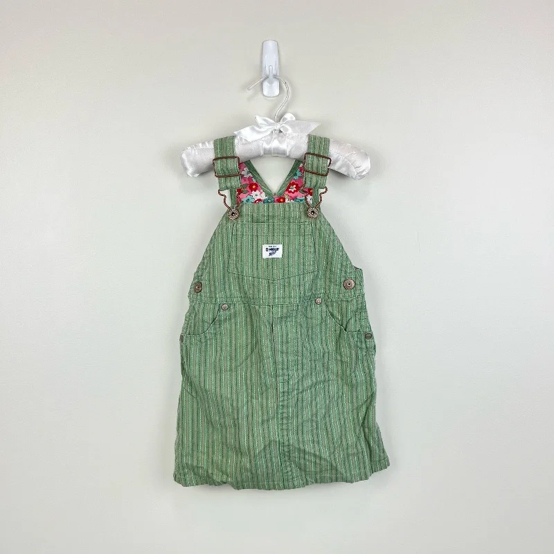 Vintage Y2K OshKosh B'gosh Green Stripe Jumper 2T Denim Fabric Leather Fabric Suede Fabric