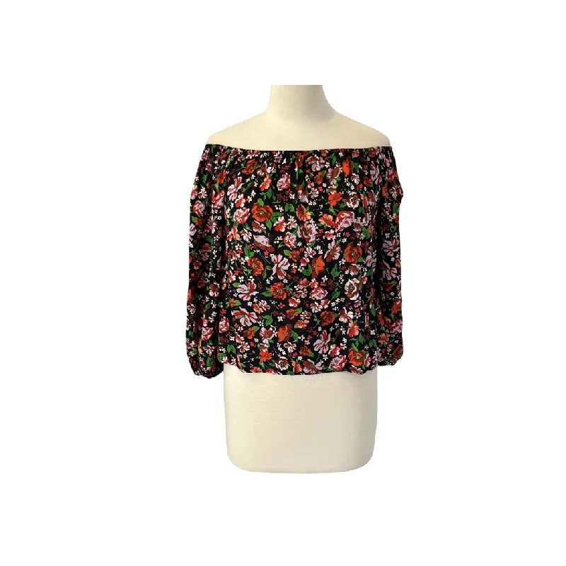 ZARA Black Floral Printed Off-shoulder Blouse | Gently Used | Business Casual Blouse