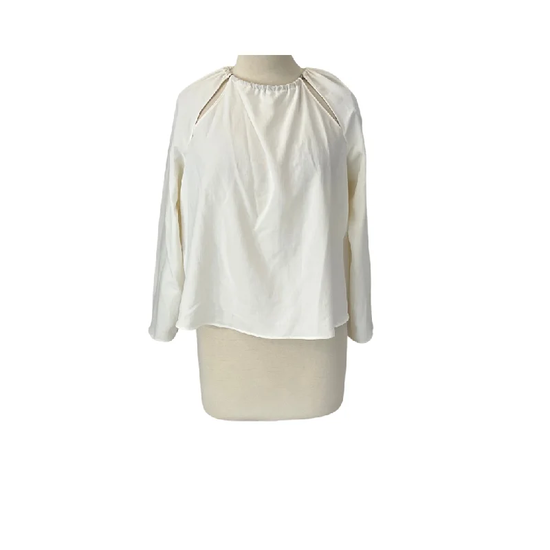 Zara Cream Cut Out Blouse | Brand New | Collared Satin Blouse