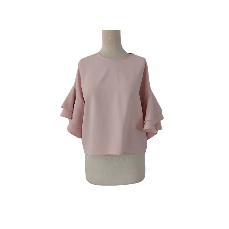 ZARA Light Pink Butterfly Sleeves Blouse | Pre Loved | Sleeveless Chiffon Blouse