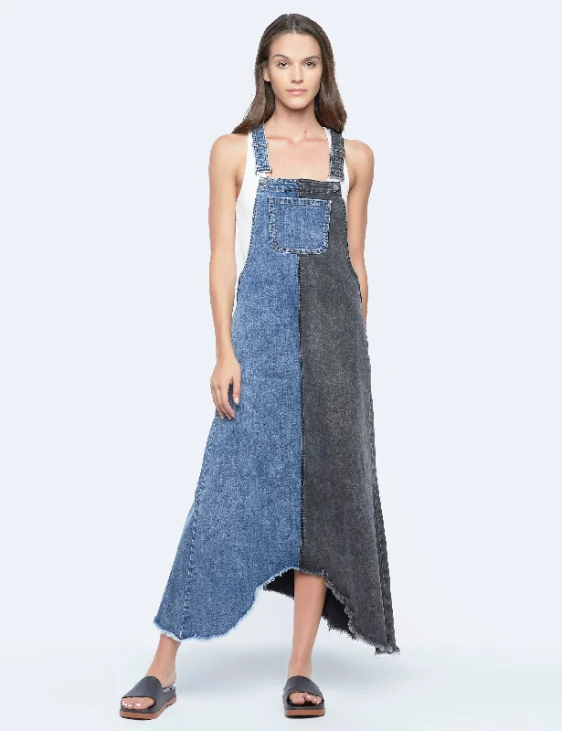 Pieced Denim Jumper Oversized Loose Flowy
