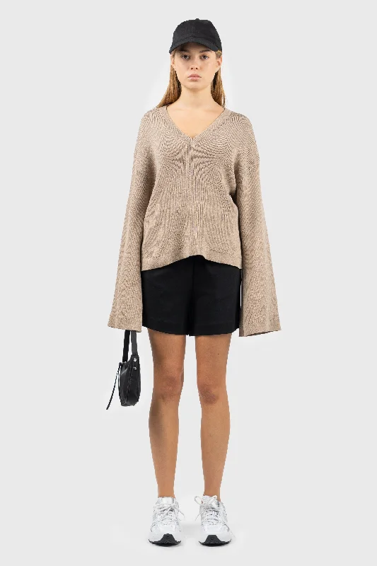 100% Recycled V-Neck Ribbed Knitted Jumper Wool Fabric Cashmere Fabric Tweed Fabric