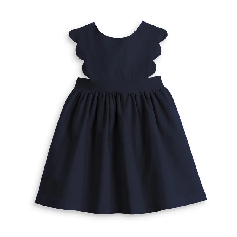 Adalene Scalloped Jumper -- Navy Cord Embroidered Appliqued Beaded