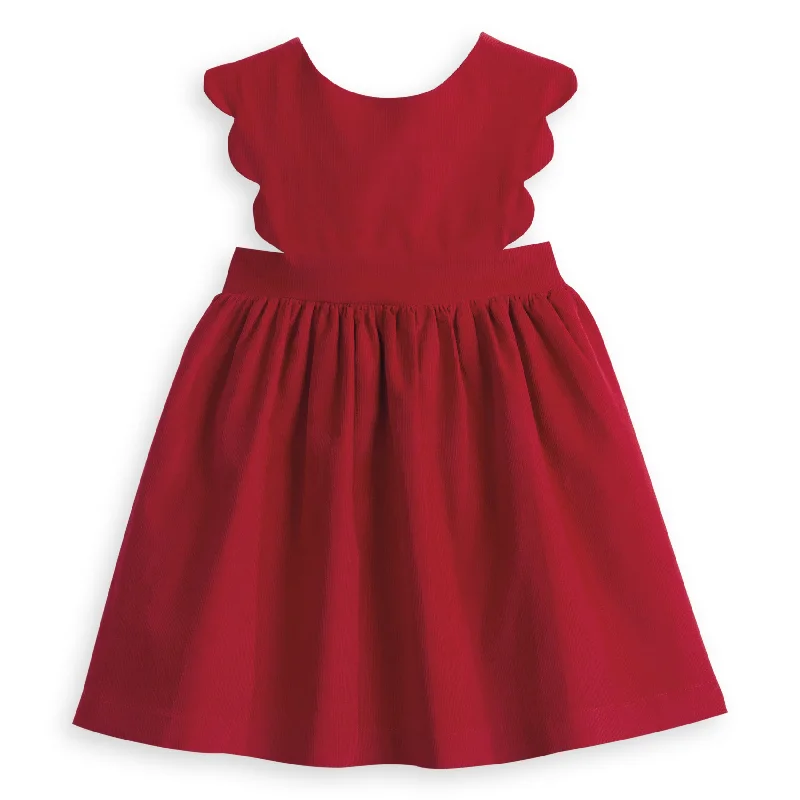 Adalene Scalloped Jumper -- Red Cord Fleece Sweater Nylon Polyester