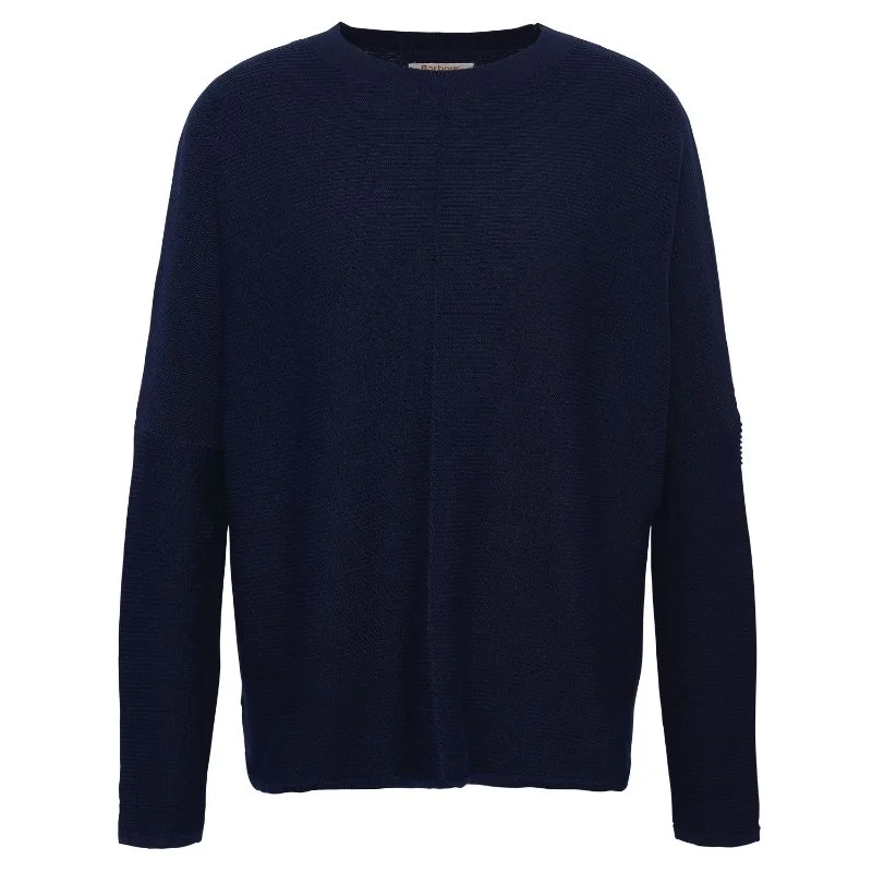 Barbour Bickland Ladies Knitted Jumper - Navy Mesh Sweater Canvas Denim